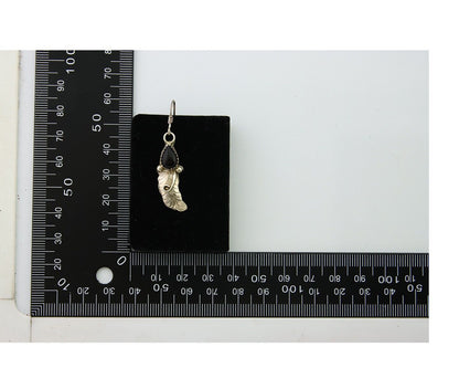 Navajo Earrings 925 Silver Handmade Natural Onyx Signed DB C.80's