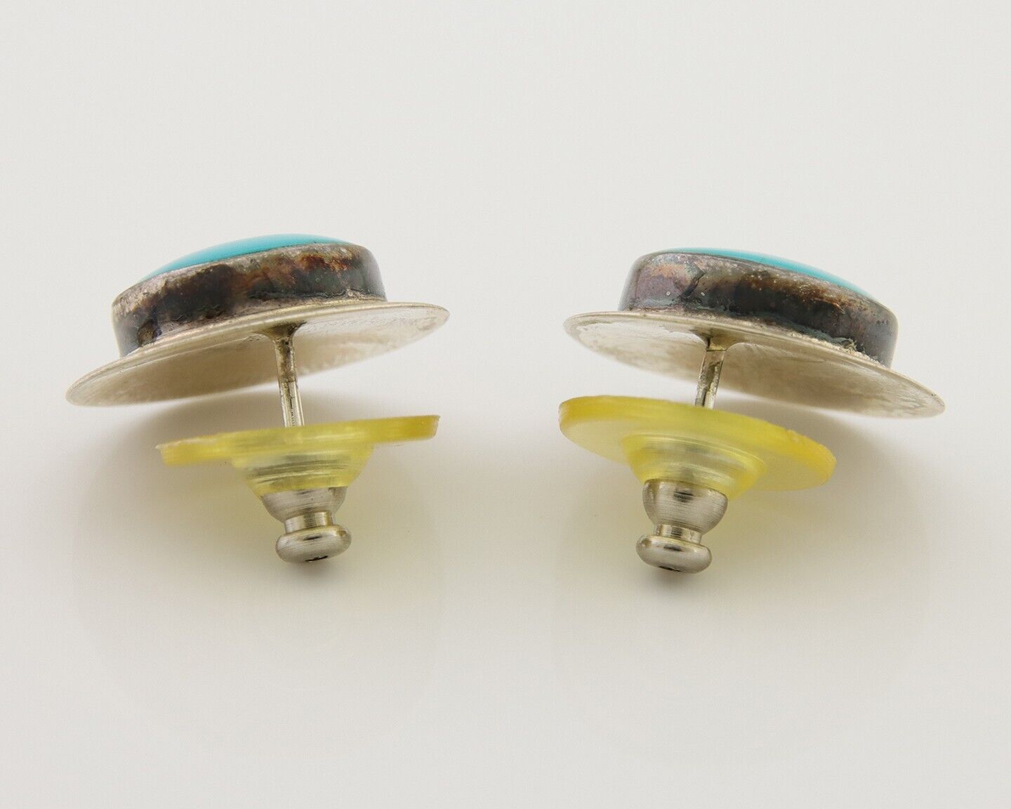 Navajo Earrings 925 Silver Blue Turquoise Native American Artist C.80's