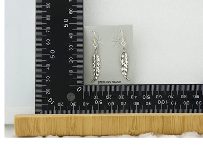 Navajo Feather Earrings Sterling Silver Dangle Vintage Authentic Signed Masha