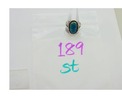 Navajo Ring 925 Sterling Silver Turquoise Artist Signed TALHAT C.80's