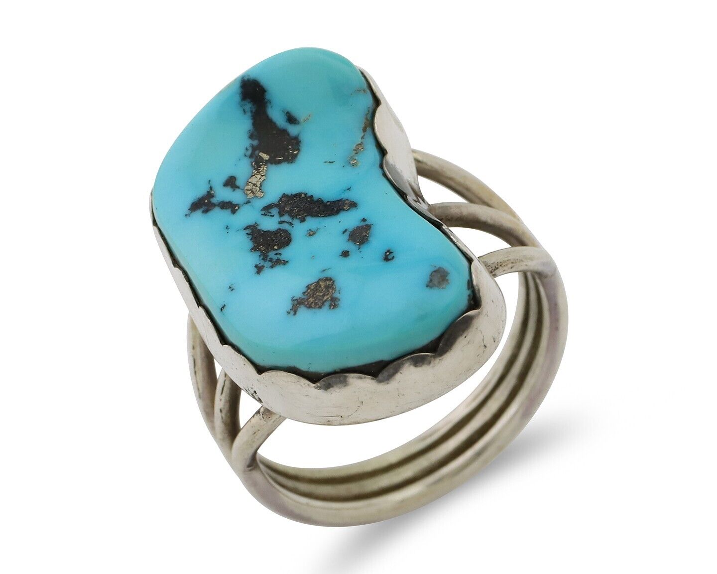 Navajo Ring 925 Silver Natural Blue Turquoise Signed Tony Guerro C.80's
