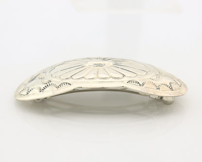 Vintage Navajo Barrette 925 Sterling Silver Hand Stamped Authentic Native Artist