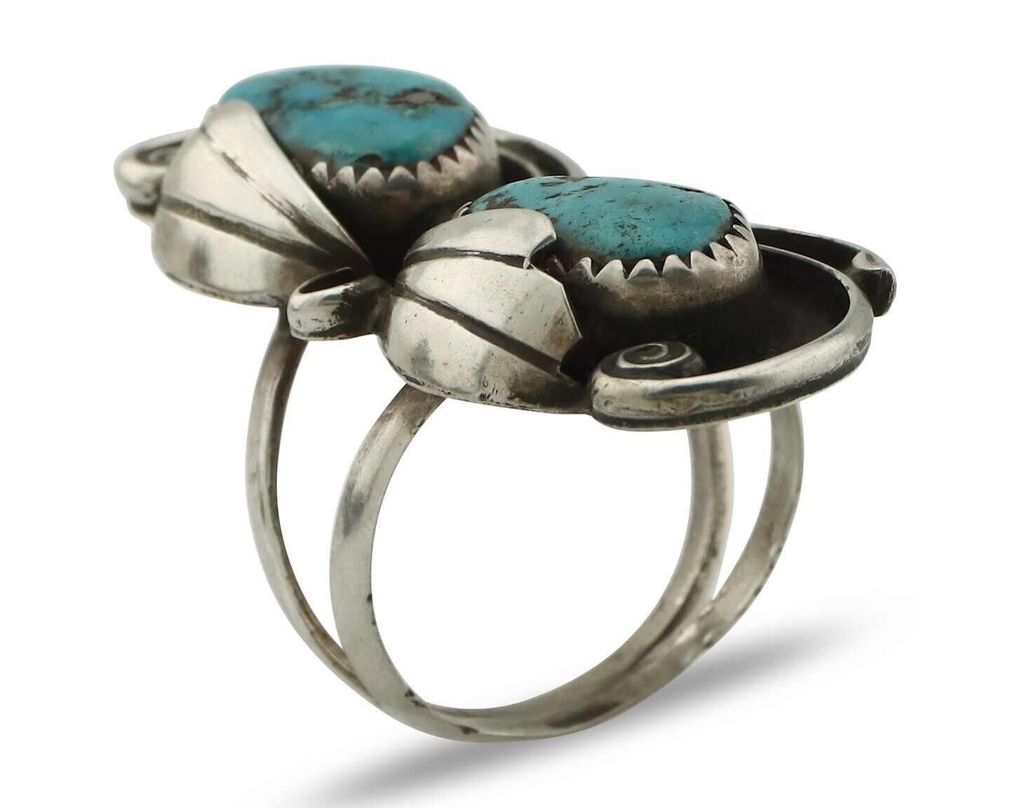 Navajo Ring 925 Silver Morenci Turquoise Native American Artist C.80's