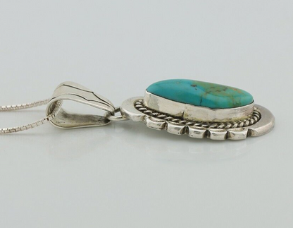 Navajo Necklace 925 Silver Kingman Turquoise Artist Signed JP C.80s