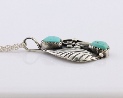 Navajo Turquoise Handmade Necklace 925 Silver Artist Signed PM C.80s