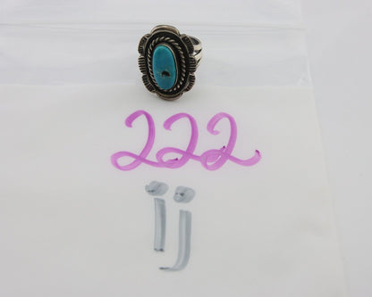 Navajo Ring 925 Silver Bisbee Turquoise Signed Herbert Cayatineto C80s Size 7.5