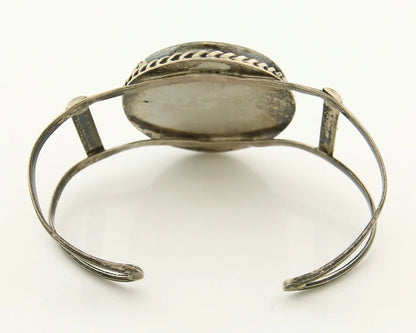 Navajo Cuff Bracelet Sterling Silver MOP Vintage Native Artist Handmade