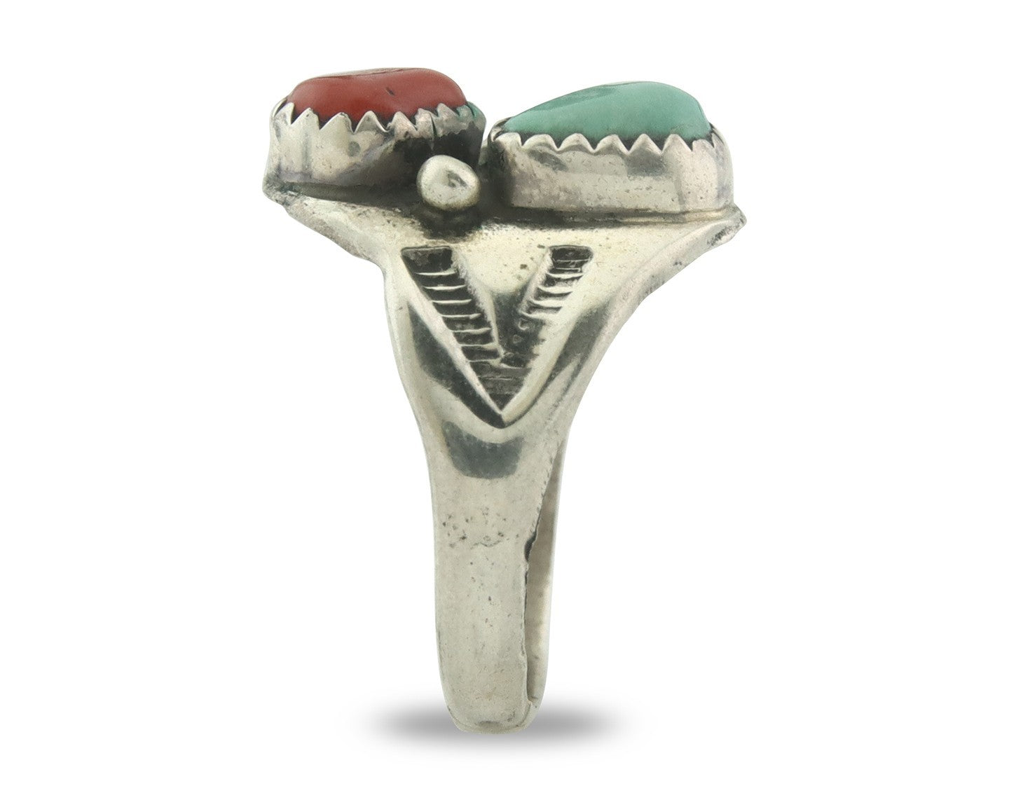 Vintage Navajo Ring 925 Sterling Silver Natural Gemstone Authentic Size 7.5