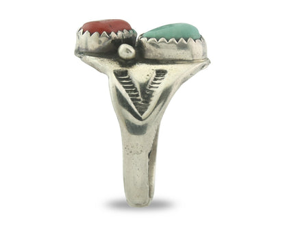 Vintage Navajo Ring 925 Sterling Silver Natural Gemstone Authentic Size 7.5