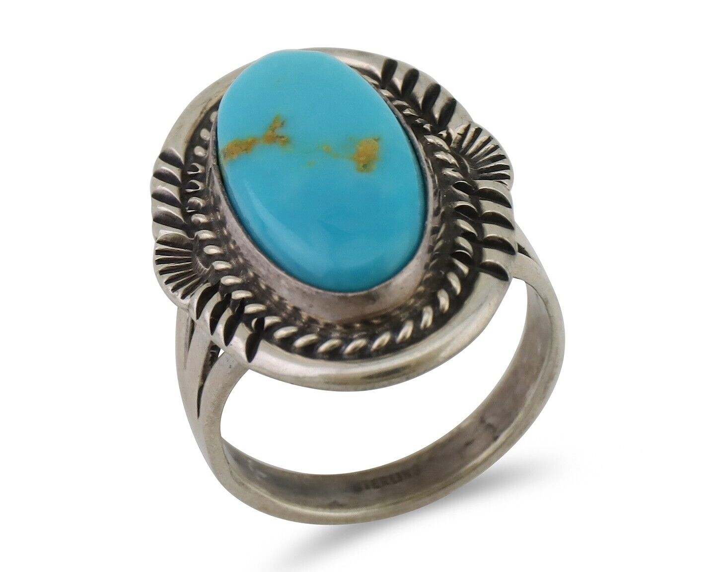 Navajo Ring 925 Silver Natural Blue Turquoise Artist Signed M BEGAY C ...