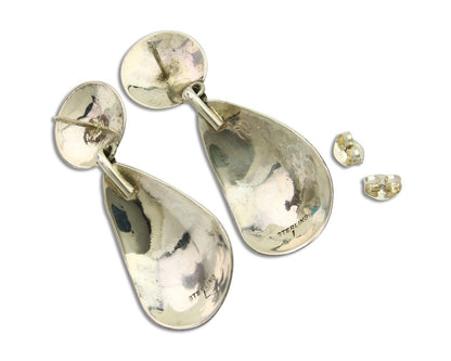 Navajo Earrings 925 Silver Turquoise & Coral Artist Signed Leeann Lee C.80's