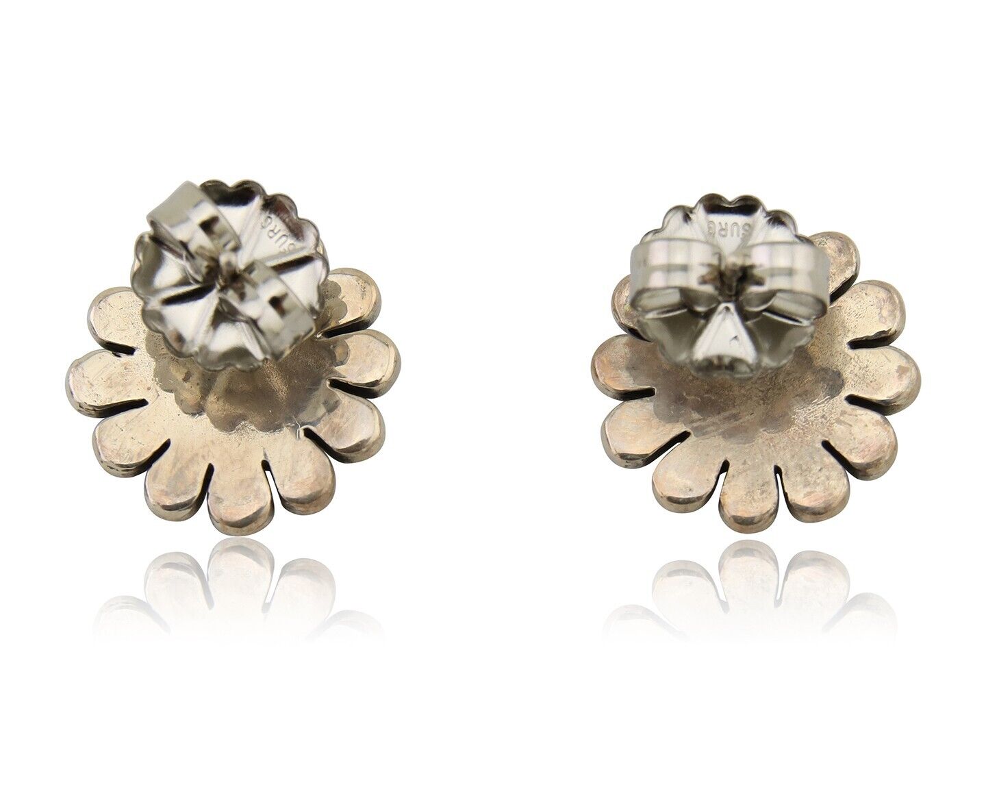 Navajo Tiwa Sun Earrings 925 Silver Native American Artist C.80's