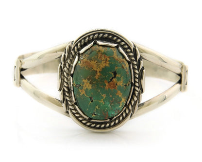 Navajo Bracelet Sterling Silver Turquoise Vintage Native Artist Signed Sunrise