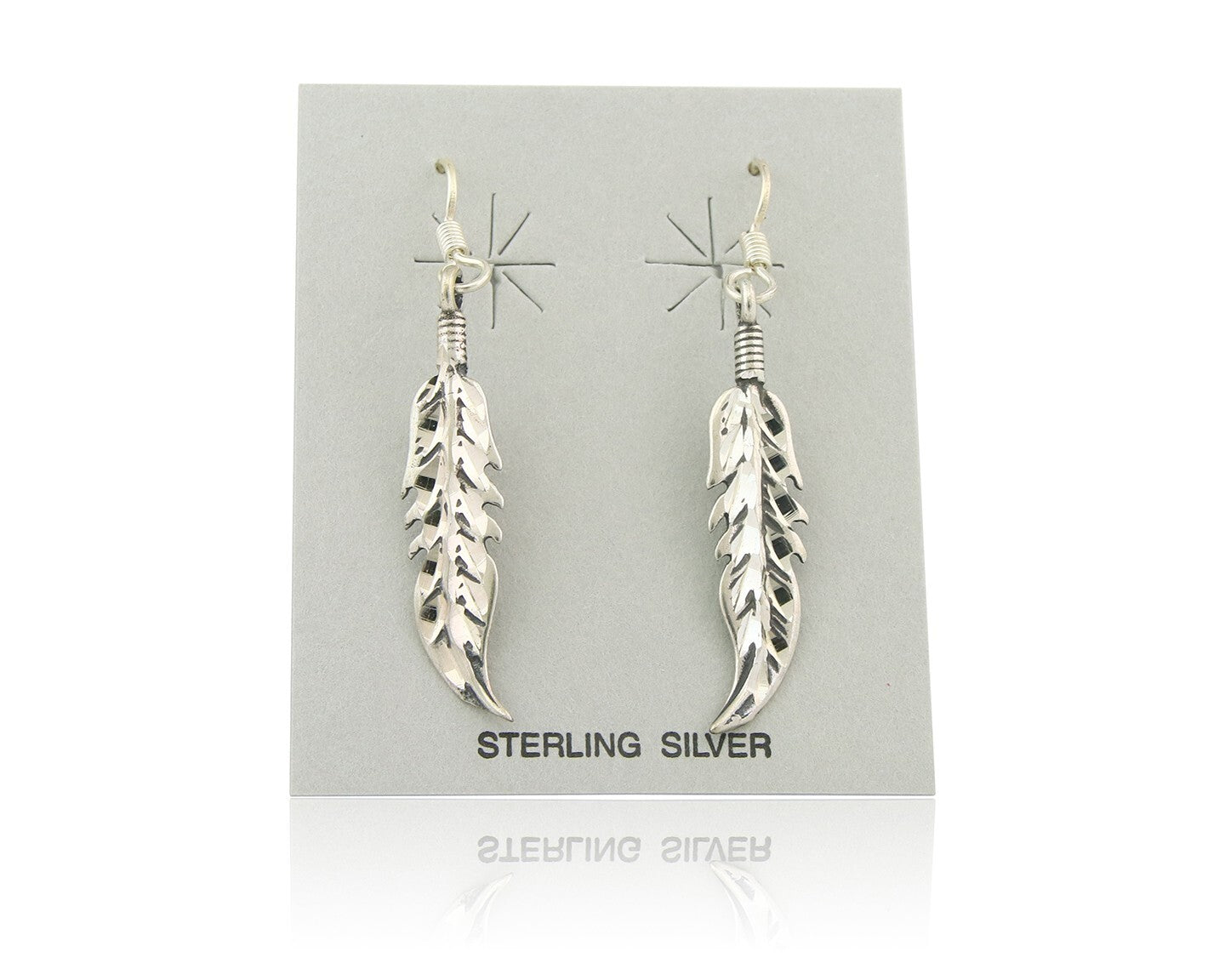 Navajo Feather Earrings Sterling Silver Dangle Vintage Authentic Signed Masha