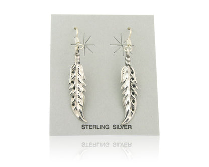 Navajo Feather Earrings Sterling Silver Dangle Vintage Authentic Signed Masha