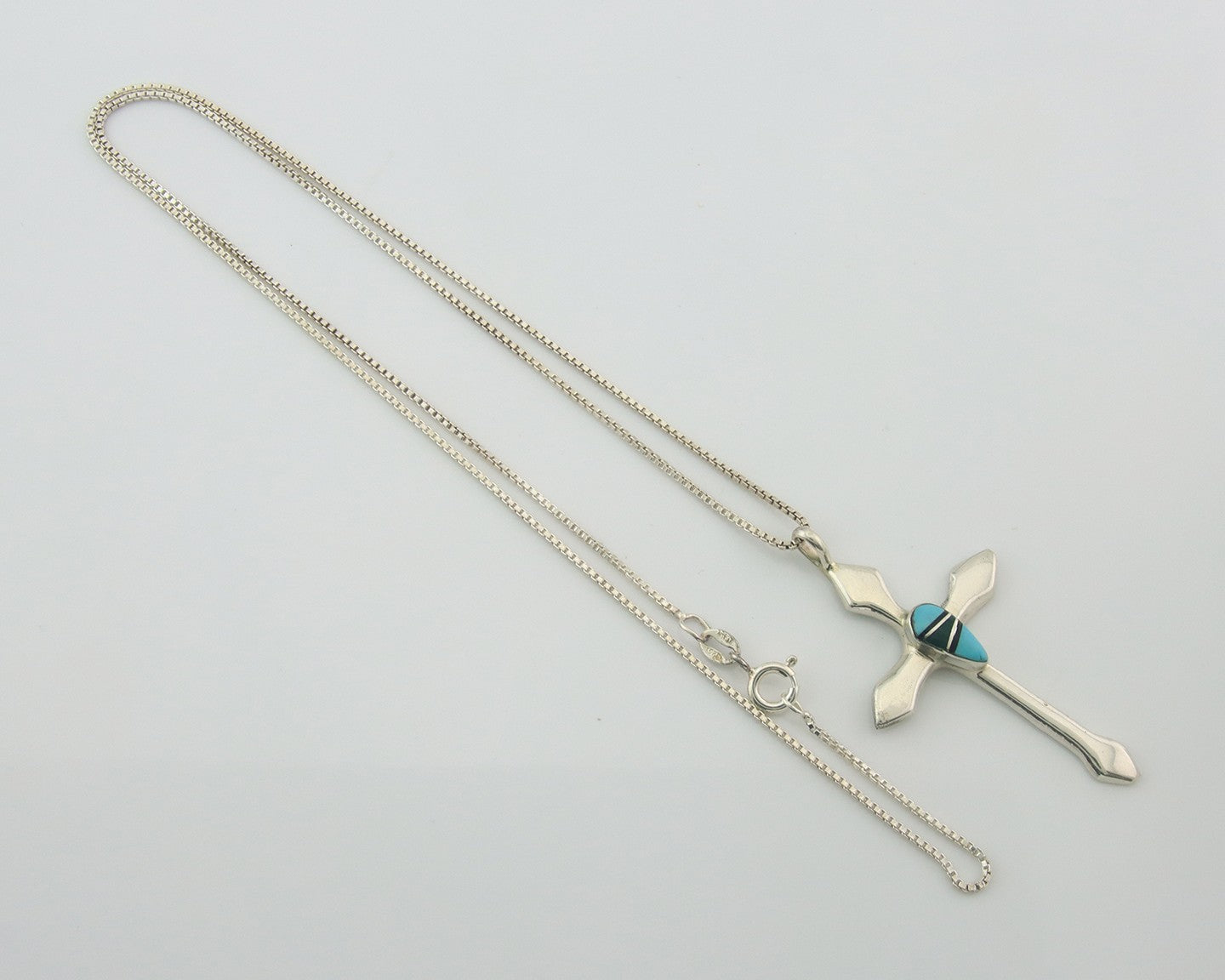 Navajo Cross Necklace Sterling Silver Authentic Natural Gemstones Signed M