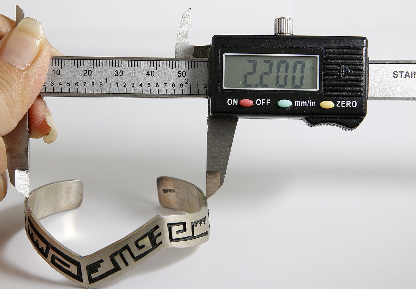 VTG Navajo Indian Handmade Lighting Tribal Pattern .925 Silver Cuff Bracelet