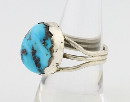 Navajo Ring 925 Silver Natural Blue Turquoise Signed Tony Guerro C.80's