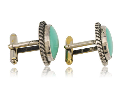 Navajo Cufflinks 925 Silver Native American Natural Turquoise C.80's #165
