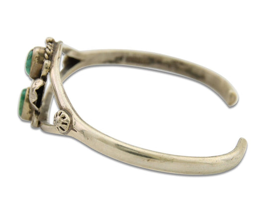 Navajo Bracelet 925 Silver Cuff Turquoise Handmade Native Artist C.80's