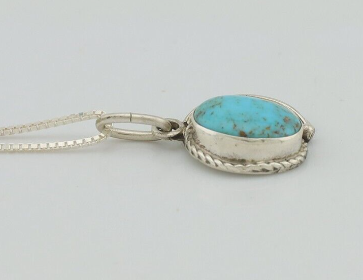 Navajo Necklace 925 Silver Natural Kingman Turquoise Native American C.80's