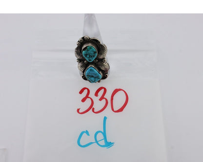 Navajo Handmade Ring 925 Silver Sleeping Beauty Turquoise Size 9.0 C.80's