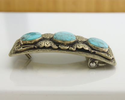 Navajo Belt Buckle .999 Nickel Handmade Artist Signed IJC 2.0x3.0 in C.1980's