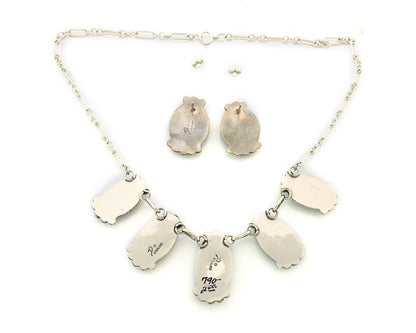 Navajo Necklace Earrings Set Sterling Silver Turquoise Signed Joe Delgarito
