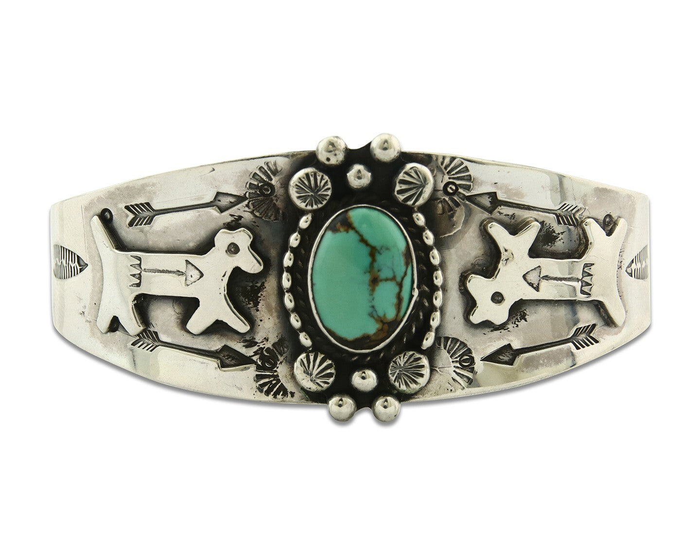 Vintage Navajo Bracelet 925 Silver Blue Turquoise Handmade Signed GR