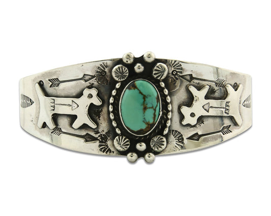 Vintage Navajo Bracelet 925 Silver Blue Turquoise Handmade Signed GR