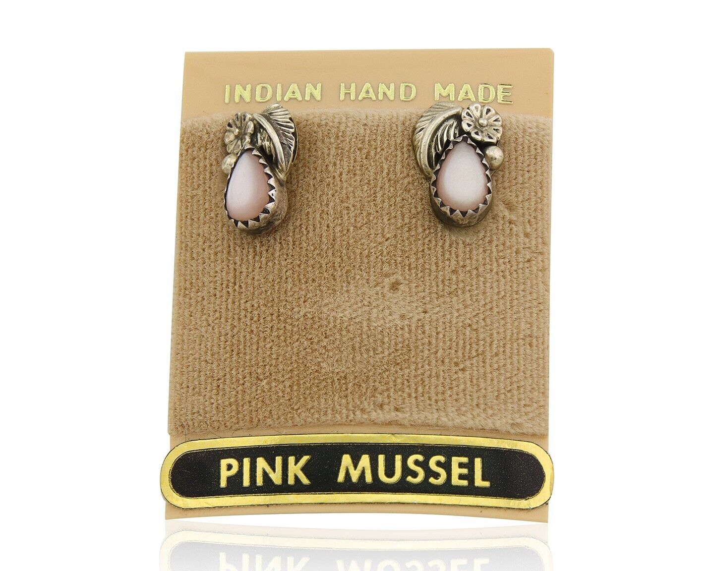 Navajo Earrings 925 Silver Handmade Natural Pink Mussel Native American Artist