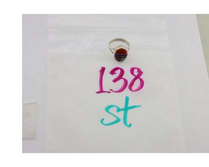 Navajo Ring 925 Sterling Silver Natural Gemstones Artist Signed Sunrise C.80's