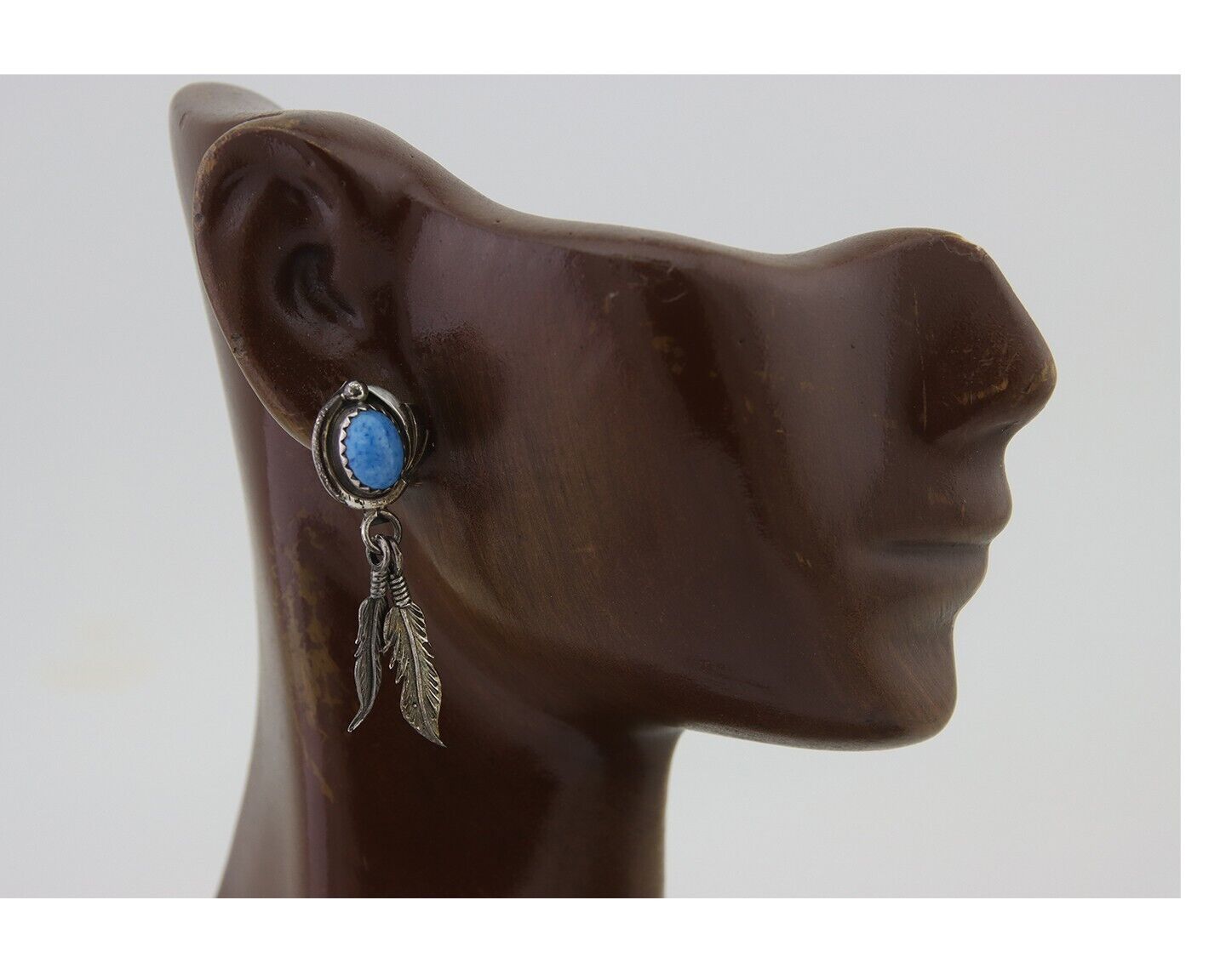 Navajo Earrings 925 Silver Blue Denim Lapis Native American Artist C.80's