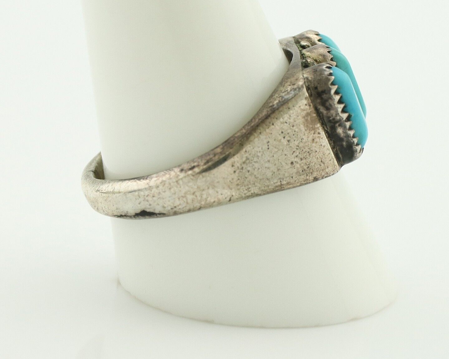 Zuni Ring .925 Silver Natural Sleeping Beauty Turquoise Signed R. LULE C.80's