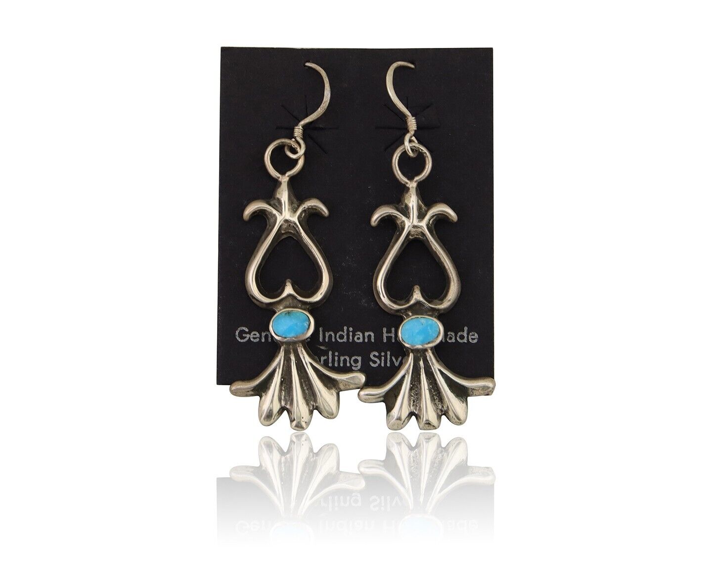 Navajo Dangle Earrings 925 Silver Blue Native American Artist C.80's