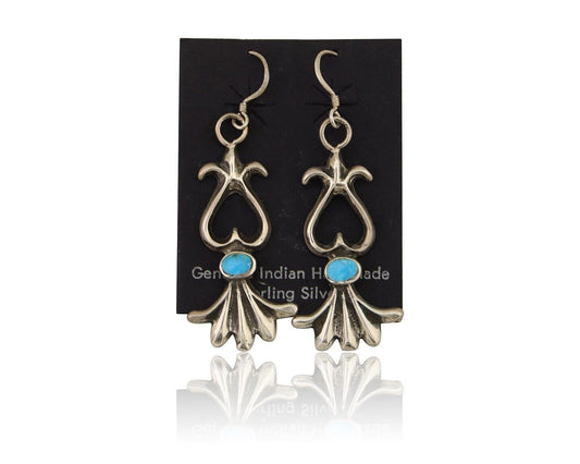 Navajo Dangle Earrings 925 Silver Blue Native American Artist C.80's