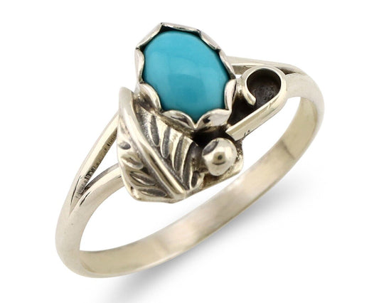 Navajo Ring .925 Silver Sleeping Beauty Turquoise Native American Artist C.80's