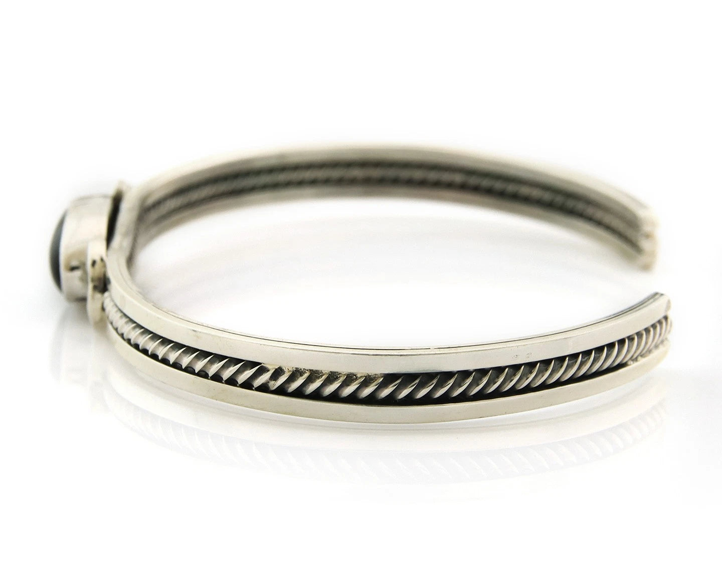 Navajo Cuff Bracelet Sterling Silver Black Onyx Handmade Vintage