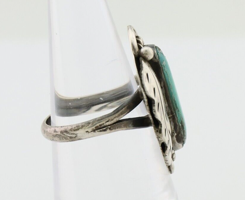 Navajo Handmade Ring 925 Silver Natural Turquoise Signed Jason Livingston C.80's