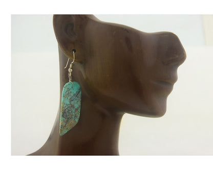 Santo Domingo Earrings 925 Silver Natural Turquoise Native American Artist C80s