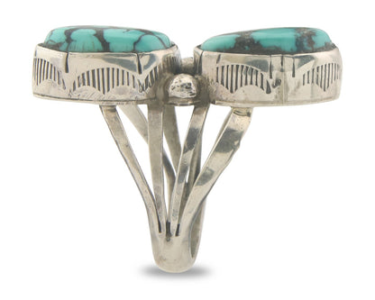 Vintage Navajo Ring 925 Sterling Authentic Damele Turquoise Signed M Size 7.0