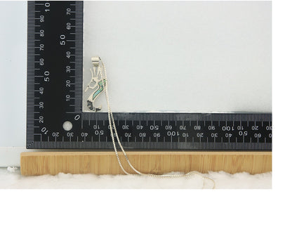 Navajo Kokopelli Necklace Sterling Silver Opal Vintage Signed BB