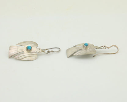 Navajo Thunderbird Earrings 925 Silver Natural Turquoise Native Artist C.80's