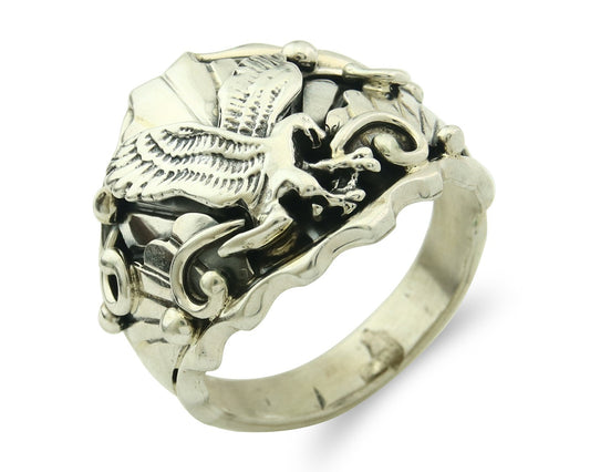 Vintage Navajo Eagle Ring Sterling Silver Handmade Signed S Size 12.25
