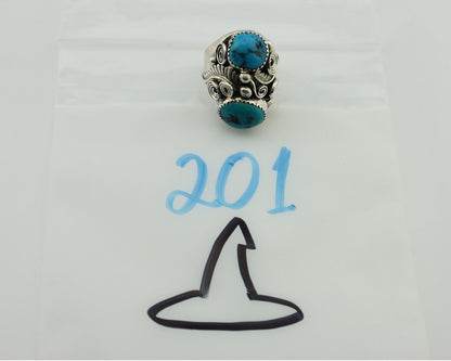 Navajo Ring 925 Silver Sleeping Beauty Turquoise Artist Signed BC C80s