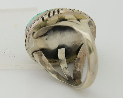Navajo Ring 925 Sterling Silver Spiderweb Turquoise Native American Artist C.80s