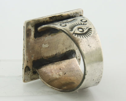 Traditional Navajo Ring Sterling Silver Authentic Turquoise Handmade Size 11
