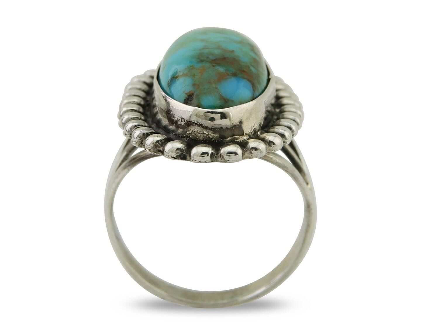 Navajo Shield Ring 925 Silver Arizona Turquoise Native Artist C.80's