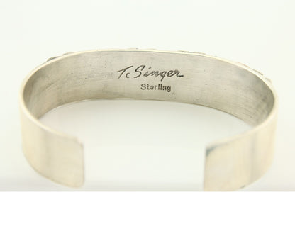 Navajo Bracelet Gold & 925 Silver Handmade 16mm Wide Artist Signed Thomas Singer