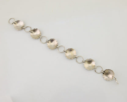 Navajo Hamdmade Concho Bracelet 925 Silver Native American Artist Signed C.80's